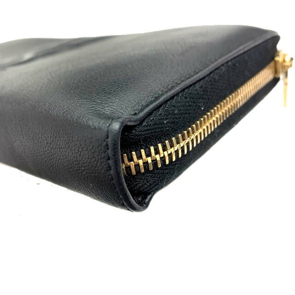 SAINT LAURENT PARIS YSL Logo Round Zip Long Wallet Black Leather - Picture 7 of 8